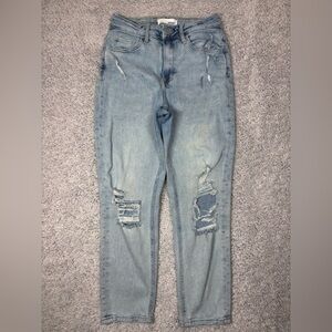 Vervet Jeans Womens 26 Mom Jean Light Wash Distressed Holes Casual Denim High